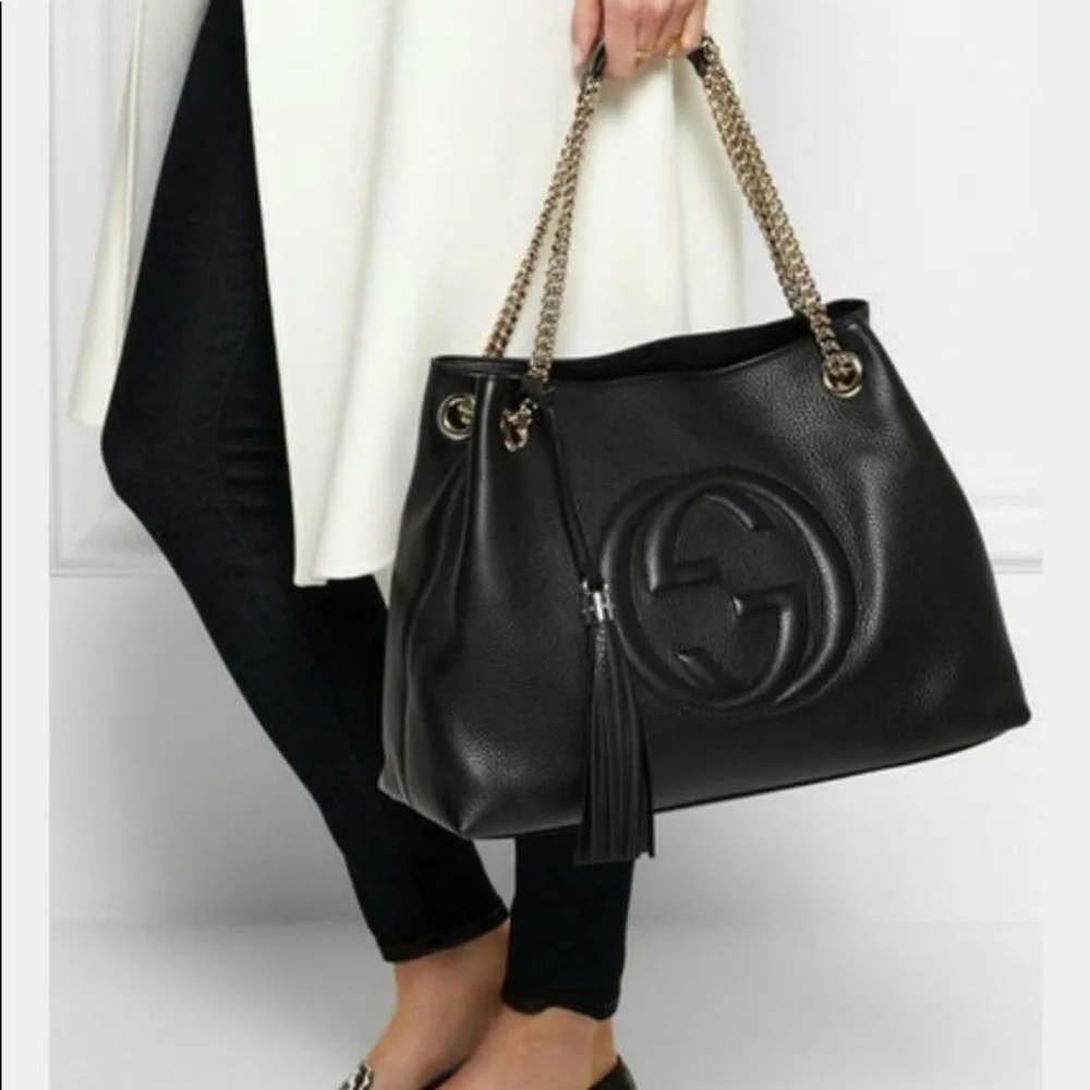 Gucci Soho Pebbled Leather Chain Tote. - Picture 10 of 11